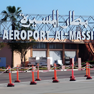 Aerial view of Airport Agadir Al Massira , the main international airport serving Agadir, Morocco, located on the southwest coast.